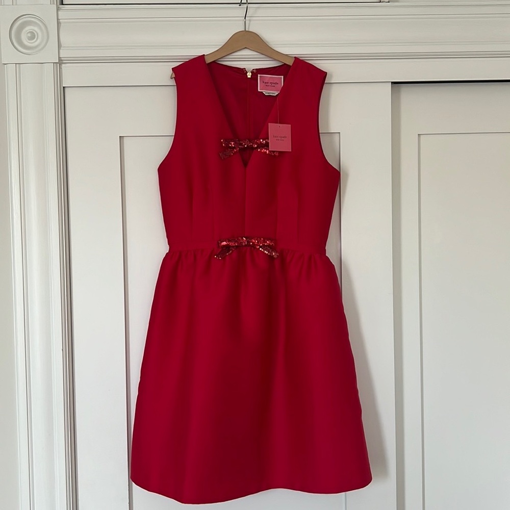 Kate Spade sequin-bow mikado dress